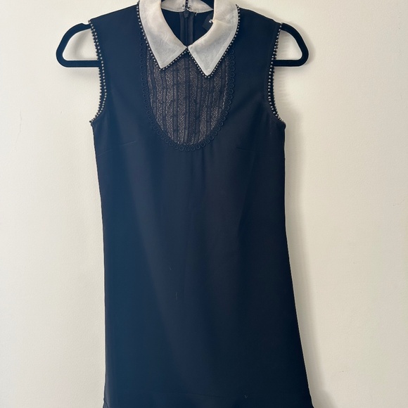 The Kooples Contrast-Collar Lace-Inset Mini Dress - Picture 1 of 3